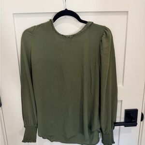 LOFT Sage Green Ruffle Blouse